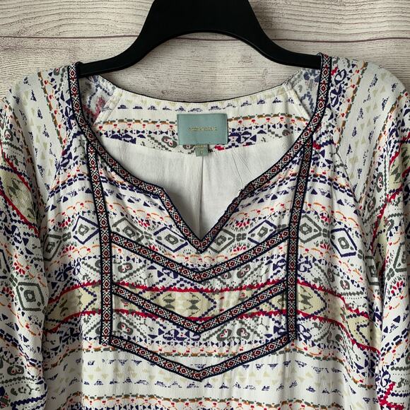 Skies are Blue Multi-colored Geometric Tunic Shift Dress Embroidered Boho Size M - Picture 11 of 15